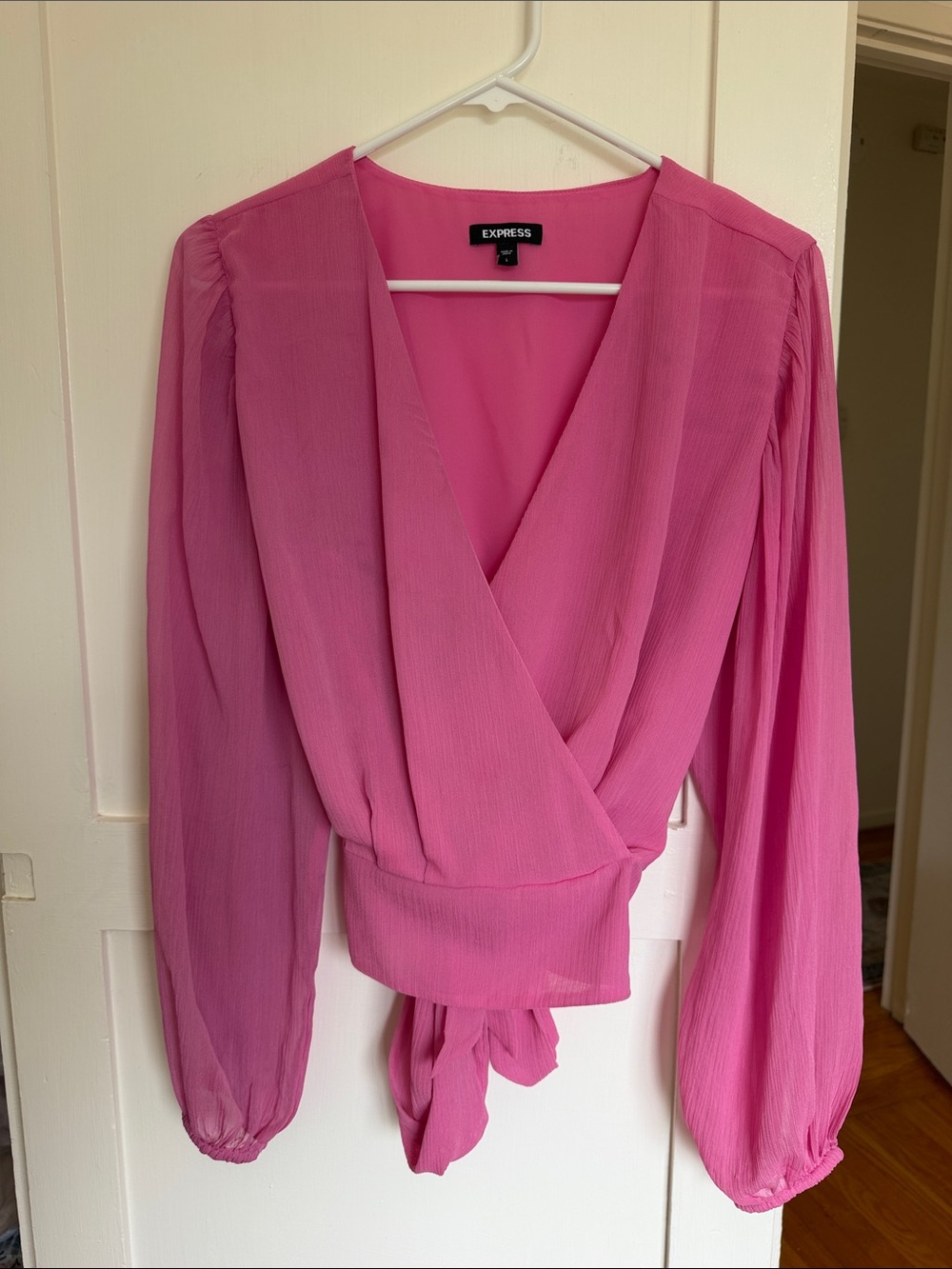 Express Fuchsia Wrap Blouse - Long Sleeve Women’s Top